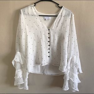 INTERMIX Dotted 100% Silk Top